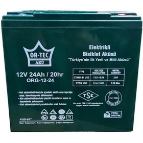Resim Ortec 12V 24 Ah Amper Elektrikli Motosiklet Aküsü Jel Akü 2023 Üretim Elektrikli Bisiklet Akü 