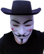 Resim NessiWorld Siyah Renkli Delikli Çocuk Boy Vendetta Şapkası ve Vendetta Maskesi 