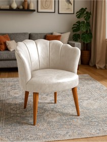 Resim Azra Mobilya Papatya Berjer Tekli Koltuk – Deri Kumaş, Modern Tasarım, Demonte Ayaklı - Krem 