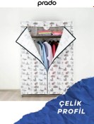 Resim Prado Basic Çelik Profilli Portatif Bez Dolap Cafe 