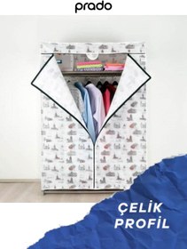 Resim Prado Basic Çelik Profilli Portatif Bez Dolap Cafe 