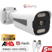 Resim J-TECH 3060 5MP SONY LENS Gece Gündüz Renkli Warm Light 1080P AHD Güvenlik Kamera 