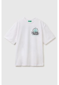 Resim United Colors Of Benetton Erkek Çocuk Ön Ve Arka Fotoğraf Baskı Detaylı Bisiklet Yaka T-shirt Beyaz-pembe 6-13 Yaş-2835 