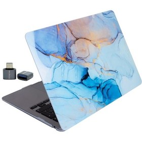 Resim Apple Uyumlu MacBook Air 13.6 M2 M3 M4 M5 Kilif Mermer Desenli Ince Tpu Lazer Baskili Sert Kapak Hafif Korumali Açık Mavi 