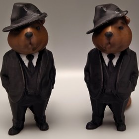 Resim 1 adet 3D Baskılı Mafia Hamster Heykeli - Hayvan Temalı, Yaz - Kafe, Ofis, Bar, Arkadaşlar için Benzersiz Hediye 