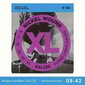 Resim 6-String Elektrikli Gitar Seti Klasik Bas ile Nikel Kaplama Çelik Winding, Yüksek Karbon Alaşımı, Artan Kararlılık ve Gerçekçi Ses, 2 Model EXL 120/EXL110, Her Modde 6-String Seti İçerir 