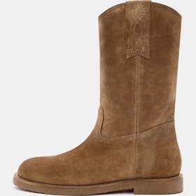 Resim Adel Gerçek Süet Deri Western Kadın Bot Camel 