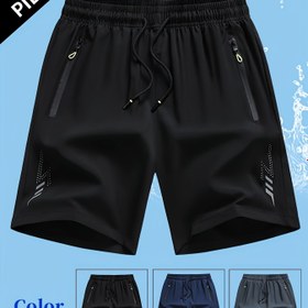 Resim Erkekler için Hızlı Kuruyan Yüzme Şortları - Büyük Beden Elastik Bel Kordonlu - Hafif Atletik Plaj Board Shorts - Yüzme, Spor Salonu, Seyahat için Hızlı Kuruma Özellikli Kumaş - Makinede Yıkanabilir - Düz Renk Siyah/ (Erkeklere İdeal Hediye), Spor Giyim, Sade Desenli Geometrik Tasarım 