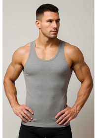 Resim Erkek Sporcu Atlet Rambo Gri Pamuklu Gri 