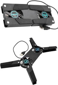 Resim Mobee Ultra Küçük Katlanabilir Dizüstü Bilgisayar Soğutucu, Şık Tasarım, 2 Fan, USB Bağlantılı, Siyah Plastik Ayaklar 
