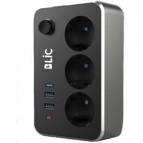 Resim Çoklayıcı 3lü Priz 2 Usb 1 Type-c 2 Metre Kablo Anahtarlı Termal Akım Korumalı Priz 