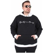 Resim Mocgrande Büyük Beden Kapüşonlu 3ip Sweat Beauty 25714 Sıyah Siyah 