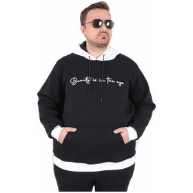 Resim Mocgrande Büyük Beden Kapüşonlu 3ip Sweat Beauty 25714 Sıyah Siyah 
