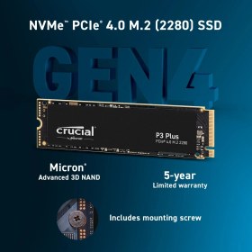 Resim Crucial P3 Plus 4TB 3D NAND GEN4 NVMe PCIe M.2 SSD (4800-4100 MB/s) CT4000P3PSSD8 