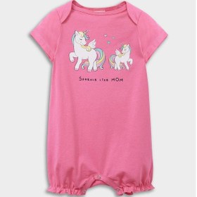 Resim DeFacto Kız Bebek Yenidoğan Unicorn Baskılı Penye 2'li Kısa Kollu Tulum E4025A525HSPN43 