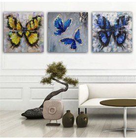 Resim Kanvas Tablo Kelebek 3 Parça Set 54 