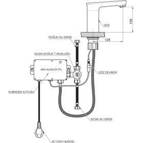 Resim Fotoselli Lavabo Bataryası (Çift Su Girişli) Siyah Flb13-S Gpd 