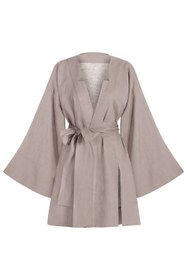Resim Moon Organik Keten Kimono Lila Gri - Standart 