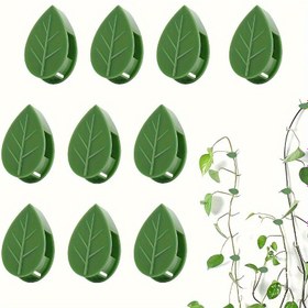 Resim 40 Adet Yeşil Yaprak Şeklinde Kendinden Yapışkanlı Bitki Klipsleri, Dayanıklı ABS Plastik, Yeniden Kullanılabilir ve Hava Koşullarına Dayanıklı, Bahçe Sarmaşıklar ve Kapalı Yeşillik Duvar Dekorasyonu İçin İdeal 