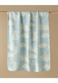 Resim English Home Poffy Bunny Pamuklu Bebe Battaniye 100x120 Cm Mavi Mavi 