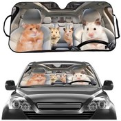 Resim 70x138cm Baskılı Araba Güneş Koruma Isı Yalıtımı Güneş Kırıcı Hamster 