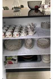 Resim ALPER BAŞHELVACI Beyaz 35 Cm X 10 Mt Fransız Güpür Lüks Saten Kapitone Raf Örtüsü / Çekmece Örtüsü / Dolap Içi Örtü 