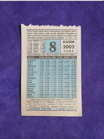 Resim 8 Kasım 2002 Takvim Yaprağı - Nostalji Koleksiyonluk Takvim Yaprağı 