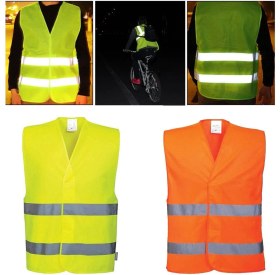 Resim Badem10 Fosforlu Reflektörlü Turuncu Ikaz Yeleği 5 cm Reflektörlü Standart Beden 