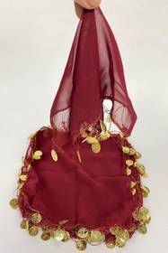 Resim Limelia Bordo Para Pul İşlemeli Şifon Lüx Halay Mendili 10 Adet 