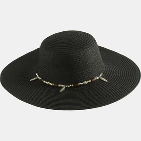 Resim Yaprak Boncuklu Hasır Şapka Çok Renkli 