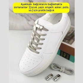 Resim Mater Ayakkabı Takbırak Mıknatıslı Lastikli Ayakkabı Bağcığı, Akıllı Bağcık, Bot Çocuk Spor Converse Bağcık 