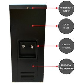 Resim Sanayi Tipi Sebil 100 Litre Soğutmalı Arıtmalı Siyah Sebil 
