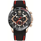 Resim Fochsia Lıge Erkek Dijital Saat Gece Işığı Takvim Spor Kronograf Rose Black A Silikon Kordon Diğer 