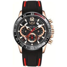 Resim Fochsia Lıge Erkek Dijital Saat Gece Işığı Takvim Spor Kronograf Rose Black A Silikon Kordon Diğer 