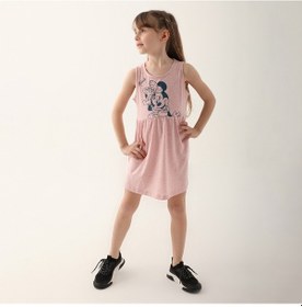 Resim Minnie Mouse D4860-3 Çocuk Pembe Melanj Elbise 