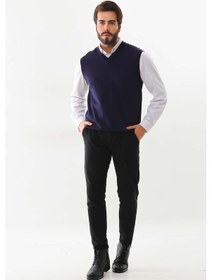 Resim Günay Erkek V Yaka Yün Süveter 1000 Açık Lacivert 