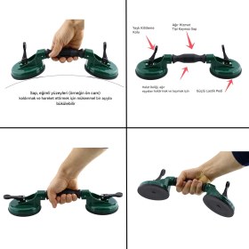 Resim Plastik Çiftli Vantuz Cam Vakumlu Fayans Ahşap Tutucu Taşıma Araba Kaporta Göcük 2'li Çektirme 