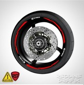 Resim Kymco Yazılı Reflektif Kırmızı Jant Şeridi Redlinegrafik 