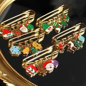 Resim 5 adet Şenlikli Noel Broş Seti - Karlıklar, Şeker Kamışları ve Tatil Süsleri ile Vintage Metal Baskılar, Giysiler, Sırt Çantaları ve Hediyeler için, Çinko Alaşımlı, Aile ve Arkadaşlar için İdeal, Noel Aksesuarları | Vintage Broşlar | Dayanıklı Çinko Alaşımlı, Noel Süsleri 