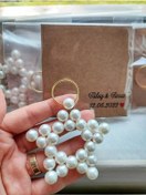 Resim 50 Adet Krem İnci Yıldız Anahtarlık Kişiye Özel Kartlı Kına 
