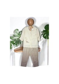 Resim Zekids Erkek Bebek Üçlü Ceketli Pantolonlu Takım-15693 Bej 