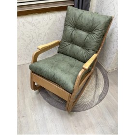 Resim Asedia Kontes Naturel Yeşil Dolgu Minderli Sallanan Sandalye Dinlenme Koltuğu 