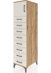 Resim Kronos Dolap Tek Raflı 8 Çekmeceli Tek Kapaklı 44x59x182 Çam-... Çam 