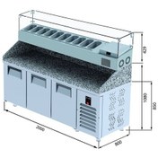 Resim Make Up Buzdolabı - 3 Kapılı - Granit - Yüksek 200x80x108/150 Cm 