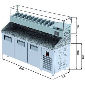 Resim Make Up Buzdolabı - 3 Kapılı - Granit - Yüksek 200x80x108/150 Cm 