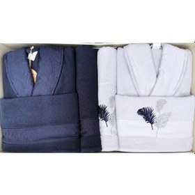 Resim Özdilek Golden Palm Aile Bornoz Seti Lacivert-gümüş Çok Renkli 