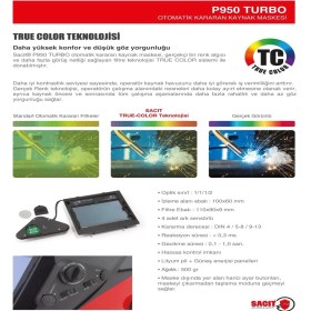 Resim Sacit P950 Turbo Otomatik Kararan Colormatic Kaynak Maskesi 