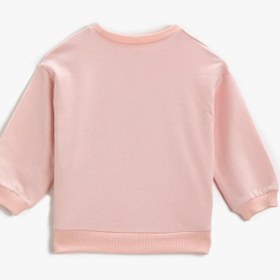 Resim Kız Bebek Kalp Baskılı Sweatshirt Bisiklet Yaka Uzun Kollu Pamuklu 