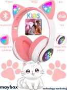 Resim Kensa 23m Kablosuz Bluetooth Kulaklık Led Işıklı Mikrofonlu Kedili Kulaklık Bt5.0 