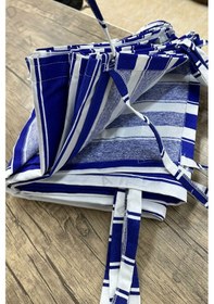 Resim Balkon Perdesi 1,sınıf Gabardin Kumaş Lüks Perde Mavi - Beyaz 